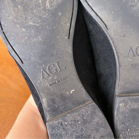 AGL • Buckle Flat loafer moccasin slip on black suede leather driving moc - Picture 12 of 13